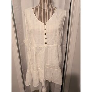 Torrid White Sleeveless V-Neck Babydoll Style Lined Top Size 2 Coquette Cottage